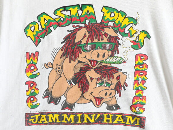 90s USA製 大きいサイズ 2X ★ アニマル エロ プリント Tシャツ メンズ XXL / 90年代 マリファナ アート ジョーク パロディー セックス 白