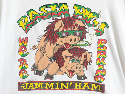 90s USA製 大きいサイズ 2X ★ アニマル エロ プリント Tシャツ メンズ XXL / 90年代 マリファナ アート ジョーク パロディー セックス 白