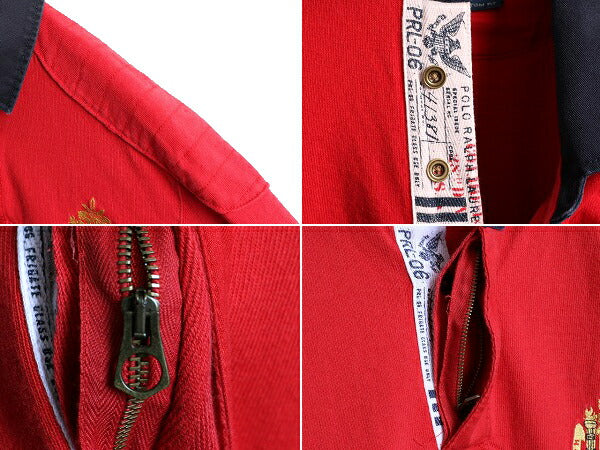 ビンテージ加工 ■ ポロ ラルフローレン ポケット付き 長袖 ラガー シャツ メンズ S / 古着 POLO ラグビーシャツ 長袖シャツ 2トーン 赤 黒