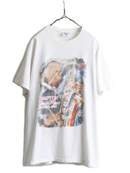 2013年★ ジャズ フェスティバル 両面 プリント Tシャツ ( メンズ XL ) JAZZ アート イラスト バンド 当時物 ホワイト ヘビーウェイト 白