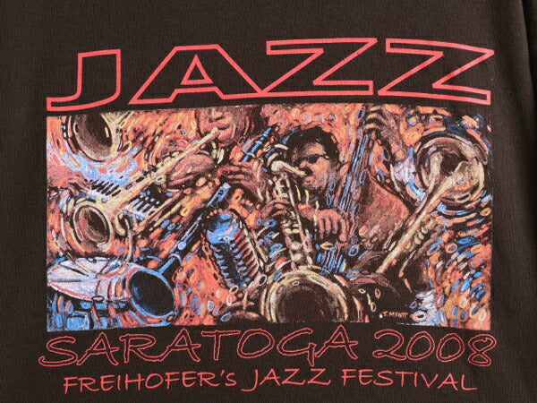 00s ★ ジャズ フェス アート プリント Tシャツ メンズ L / 古着 00年代 オールド JAZZ 芸術 イラスト バンド 茶 ヘビーウェイト ブラウン