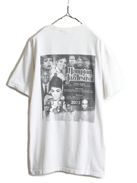 2013年★ ジャズ フェスティバル 両面 プリント Tシャツ ( メンズ XL ) JAZZ アート イラスト バンド 当時物 ホワイト ヘビーウェイト 白