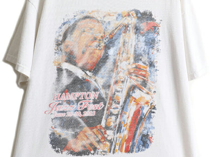 2013年★ ジャズ フェスティバル 両面 プリント Tシャツ ( メンズ XL ) JAZZ アート イラスト バンド 当時物 ホワイト ヘビーウェイト 白
