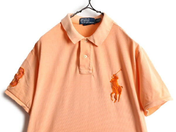 ビッグポニー ■ ポロ ラルフローレン 鹿の子 半袖 ポロシャツ メンズ L / 古着 POLO 半袖シャツ ナンバリング カスタムフィット オレンジ
