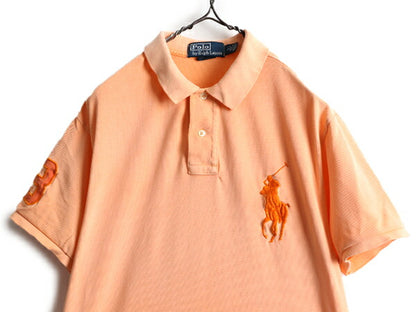 ビッグポニー ■ ポロ ラルフローレン 鹿の子 半袖 ポロシャツ メンズ L / 古着 POLO 半袖シャツ ナンバリング カスタムフィット オレンジ
