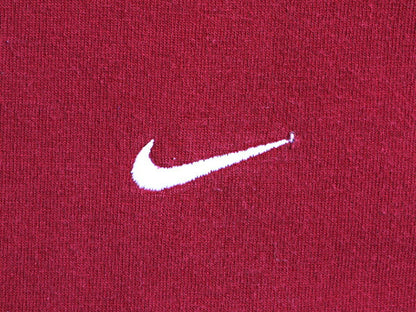 00s 大きいサイズ XXL ■ ナイキ スウォッシュ 刺繍 半袖 Tシャツ メンズ 2XL 古着 00年代 NIKE ヘビーウェイト ロゴT ワンポイント エンジ