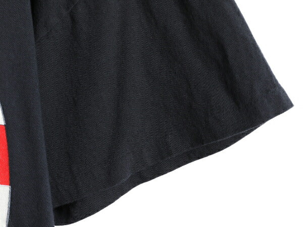 90s USA製 大きいサイズ XXL 程■ 星条旗 スマイル 大判 プリント 半袖 Tシャツ メンズ 2XL / 90年代 キャラクター スマイリー イラスト 黒