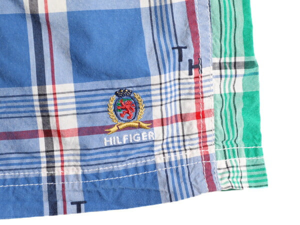 00s ■ トミーヒルフィガー クレイジー パターン チェック ショートパンツ メンズ L / TOMMY HILFIGER ショーツ 短パン 海パン スイム 総柄