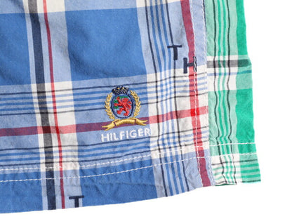 00s ■ トミーヒルフィガー クレイジー パターン チェック ショートパンツ メンズ L / TOMMY HILFIGER ショーツ 短パン 海パン スイム 総柄