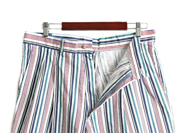 80s USA製 ペンドルトン ストライプ コットン ショートパンツ ( メンズ 34 ) PENDLETON 80年代 ビンテージ 2タック ショーツ 短パン 半パン
