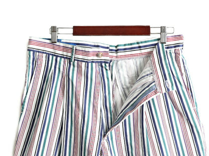 80s USA製 ペンドルトン ストライプ コットン ショートパンツ ( メンズ 34 ) PENDLETON 80年代 ビンテージ 2タック ショーツ 短パン 半パン