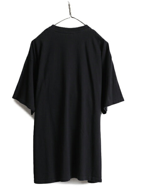 90s 大きいサイズ XL ■ アート ジョーク メッセージ プリント 半袖 Tシャツ ( メンズ ) 古着 90年代 オールド イラスト ヘビーウェイト 黒