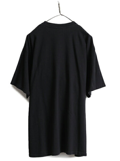90s 大きいサイズ XL ■ アート ジョーク メッセージ プリント 半袖 Tシャツ ( メンズ ) 古着 90年代 オールド イラスト ヘビーウェイト 黒