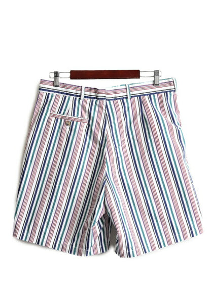80s USA製 ペンドルトン ストライプ コットン ショートパンツ ( メンズ 34 ) PENDLETON 80年代 ビンテージ 2タック ショーツ 短パン 半パン