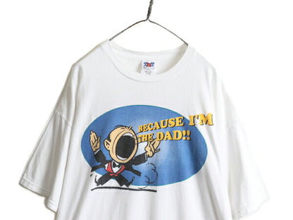 90s 00s 大きいサイズ 2XL ★ メッセージ キャラクター イラスト プリント Tシャツ メンズ XXL 90年代 00年代 オールド ヘビーウェイト 白