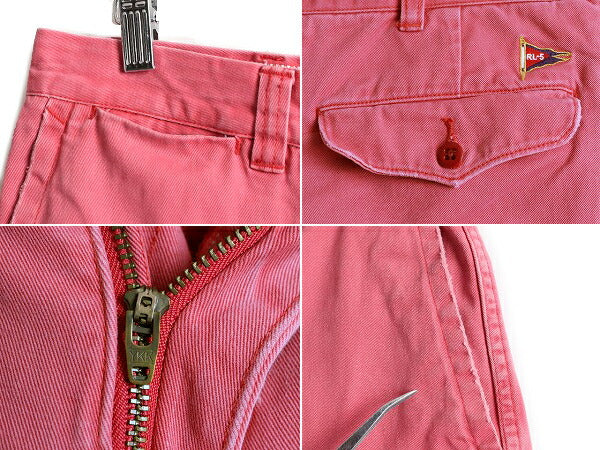■ ポロ ラルフローレン チノ ショートパンツ メンズ 36 / 古着 POLO 短パン 半パン ショーツ コットン アーミー タイプ ノータック ピンク