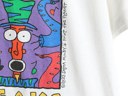 90s USA製 ★ ジャズ アート プリント Tシャツ ( メンズ XL ) 90年代 JAZZ 当時物 芸術 イラスト バンド キャラクター シングルステッチ 白