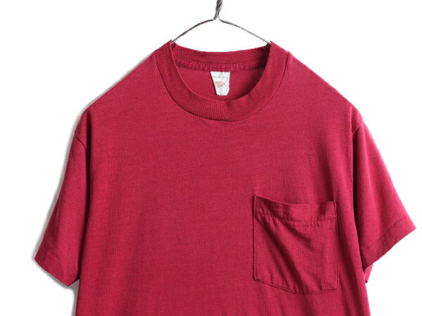 80s USA製 ■ フルーツオブザルーム ポケット付き 半袖 Tシャツ メンズ M 小さめ S 程/ 80年代 ビンテージ ポケT 無地 シングルステッチ 耳