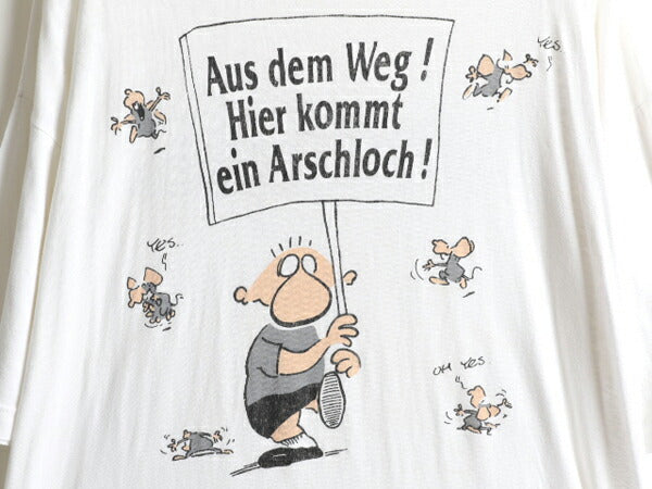 90s ■ Kleines Arschloch キャラクター プリント 半袖 Tシャツ ( メンズ XXL 小さめ L 程) 90年代 オールド アニメ イラスト コミック 白