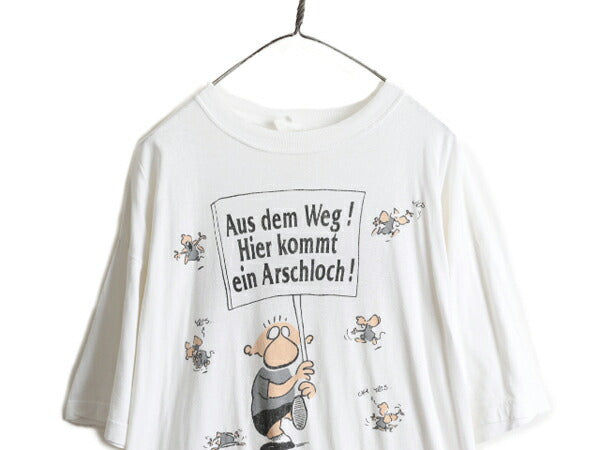 90s ■ Kleines Arschloch キャラクター プリント 半袖 Tシャツ ( メンズ XXL 小さめ L 程) 90年代 オールド アニメ イラスト コミック 白
