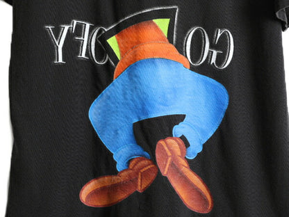 90s USA製 ■ ディズニー オフィシャル グーフィー 両面 プリント 半袖 Tシャツ ( メンズ レディース L ) 90年代 オールド キャラクター 黒