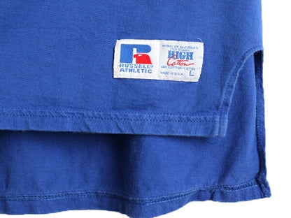 90s USA製 ■ ラッセル 無地 半袖 Tシャツ ( メンズ L ) 古着 90年代 アメリカ製 オールド RUSSELL ヘビーウェイト ブルー ダブルフェイス