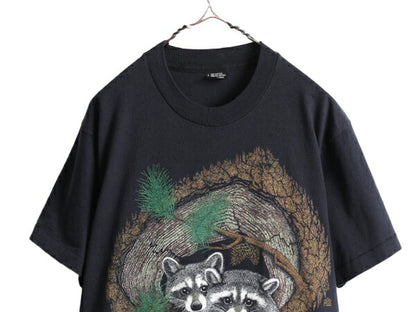 90s USA製 ■ アニマル レッサーパンダ プリント 半袖 Tシャツ メンズ レディース L / 90年代 オールド アート イラスト シングルステッチ