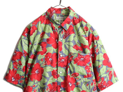 90s ■ バナナリパブリック 総柄 半袖 シャツ メンズ L / 古着 BANANA REPUBLIC 90年代 オールド コットン アロハ ハワイアン 半袖シャツ