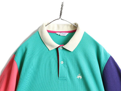80s USA製 ブルックスブラザーズ クレイジー パターン 鹿の子 半袖 ポロシャツ メンズ XL / Brooks Brothers 80年代 ビンテージ 半袖シャツ