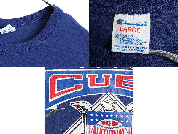 80s USA製 ■ チャンピオン MLB カブス プリント 半袖 Tシャツ メンズ L 小さめ M 程 80年代 ビンテージ Champion メジャーリーグ 大リーグ