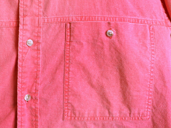 80s ■ ウールリッチ コットン 半袖 シャツ メンズ L 古着 80年代 ビンテージ WOOLRICH 半袖シャツ ポケット付き 無地 薄手 旧タグ 紺タグ