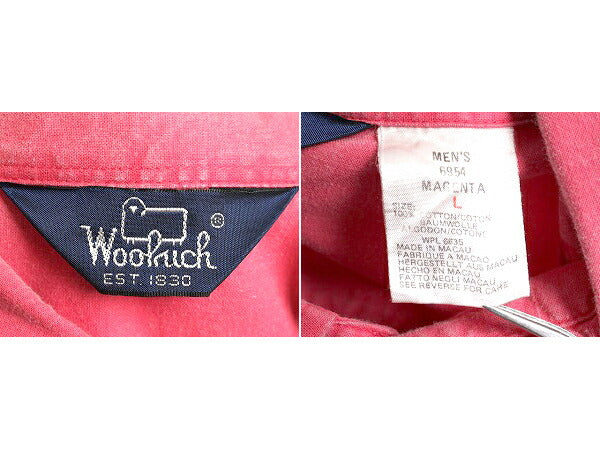 80s ■ ウールリッチ コットン 半袖 シャツ メンズ L 古着 80年代 ビンテージ WOOLRICH 半袖シャツ ポケット付き 無地 薄手 旧タグ 紺タグ