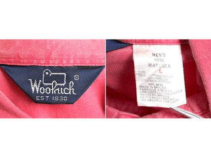 80s ■ ウールリッチ コットン 半袖 シャツ メンズ L 古着 80年代 ビンテージ WOOLRICH 半袖シャツ ポケット付き 無地 薄手 旧タグ 紺タグ