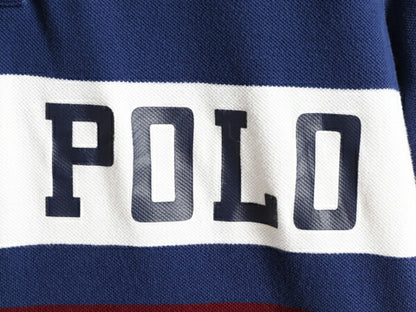 ■ ポロ ラルフローレン ボーダー 鹿の子 半袖 ポロシャツ メンズ S / 古着 POLO 半袖シャツ ロゴ プリント クラシックフィット 胸ボーダー