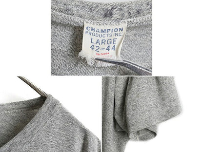60s ビンテージ ★ チャンピオン プロダクツ 4段 染込み プリント Tシャツ メンズ L Champion USA製 カレッジ 霜降りグレー 杢灰 カプセル