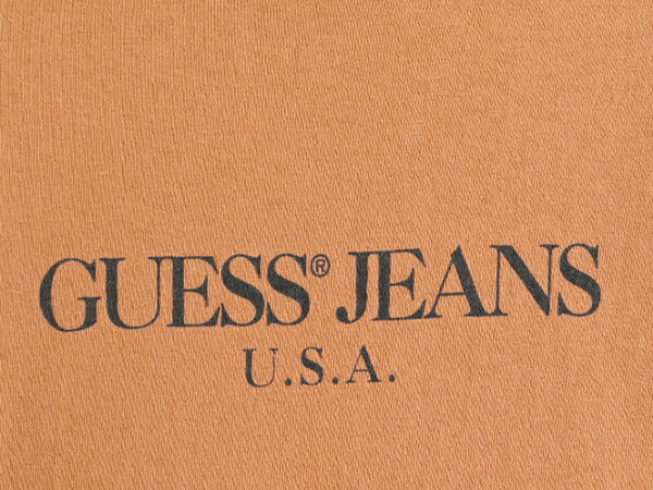 90s USA製 大きいサイズ XL ■ ゲス マルシアーノ プリント 半袖 Tシャツ ( メンズ ) 古着 GUESS MARCIANO 90年代 オールド ロゴT オレンジ