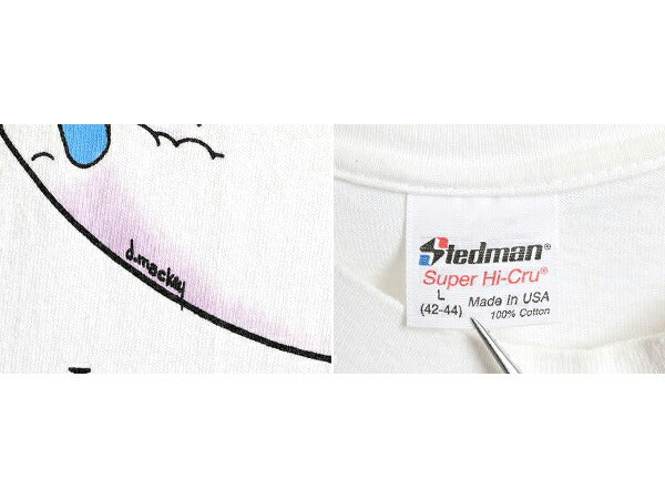 80s USA製 ■ ジョーク イラスト プリント Tシャツ メンズ L / 80年代 ビンテージ アート メッセージ ウサギ シングルステッチ 白 アニマル