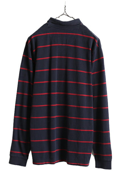 ボーイズ L メンズ S 程■ ブルックスブラザーズ ボーダー 鹿の子 長袖 ポロシャツ / Brooks Brothers 長袖シャツ ラガー タイプ ラグビー