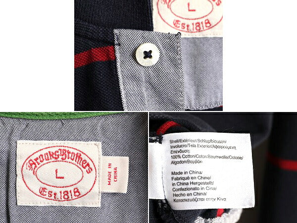 ボーイズ L メンズ S 程■ ブルックスブラザーズ ボーダー 鹿の子 長袖 ポロシャツ / Brooks Brothers 長袖シャツ ラガー タイプ ラグビー