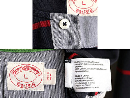 ボーイズ L メンズ S 程■ ブルックスブラザーズ ボーダー 鹿の子 長袖 ポロシャツ / Brooks Brothers 長袖シャツ ラガー タイプ ラグビー