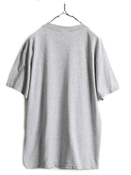 00s ■ モンキー イラスト メッセージ プリント Tシャツ メンズ L / 古着 00年代 アニマル 動物 キャラクター ジョーク ヘビーウェイト 灰