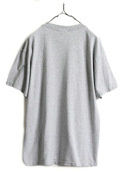 00s ■ モンキー イラスト メッセージ プリント Tシャツ メンズ L / 古着 00年代 アニマル 動物 キャラクター ジョーク ヘビーウェイト 灰