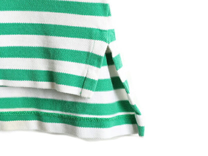 90s ■ ポロ ラルフローレン ボーダー 鹿の子 ポケット付き 半袖 ポロシャツ メンズ L 90年代 POLO ポニー刺繍 ワンポイント 緑 白 2トーン