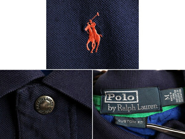 ■ ポロ ラルフローレン ボーダー 半袖 ポロシャツ メンズ M 古着 POLO 半袖シャツ ラガー シャツ タイプ ラグビーシャツ カスタムフィット