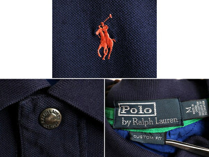 ■ ポロ ラルフローレン ボーダー 半袖 ポロシャツ メンズ M 古着 POLO 半袖シャツ ラガー シャツ タイプ ラグビーシャツ カスタムフィット