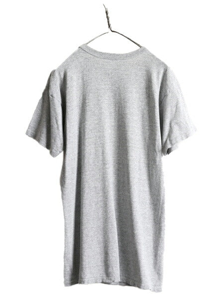 90s ■ チャンピオン 3段 カレッジ プリント 半袖 Tシャツ メンズ M 程/ 古着 90年代 Champion 88 12 シングルステッチ 杢 灰 霜降りグレー