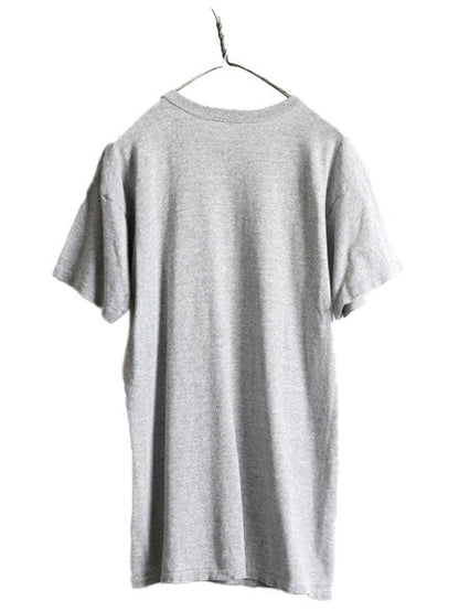 90s ■ チャンピオン 3段 カレッジ プリント 半袖 Tシャツ メンズ M 程/ 古着 90年代 Champion 88 12 シングルステッチ 杢 灰 霜降りグレー
