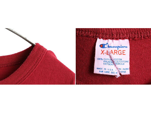 80s USA製 大きいサイズ XL ■ チャンピオン カレッジ 刺繍 半袖 Tシャツ ( メンズ ) 80年代 ビンテージ Champion シングルステッチ エンジ
