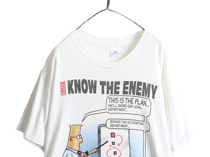 90s USA製 ■ DILBERT ジョーク イラスト プリント 半袖 Tシャツ メンズ XL / 90年代 オールド ディルバート アート キャラクター 漫画 白