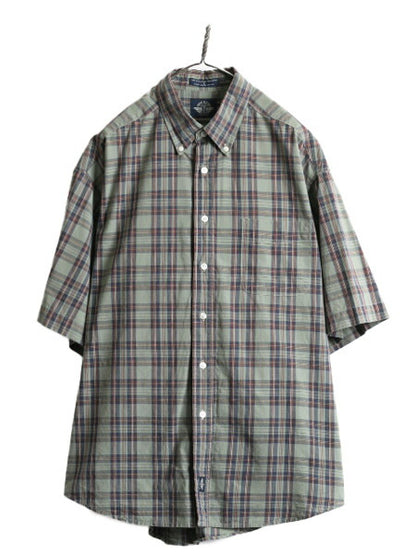 90s ■ ドッカーズ リーバイス チェック 半袖 ボタンダウン シャツ メンズ L / 古着 90年代 オールド LEVIS DOCKERS ポケット付き コットン